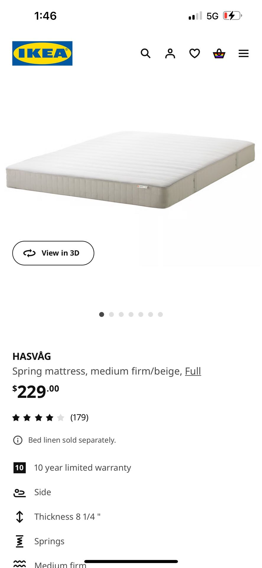 Ikea full size 90%new Mattress