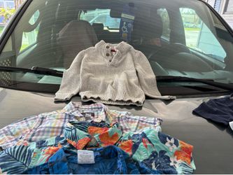 12 to 18 month dress shirt lot and a flamingo print short outfit