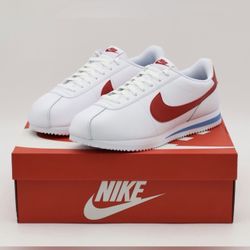 Leather Nikes Women Size 10 Sneakers Shoes Nike Cortez Sneakers – White, Red & Blue
