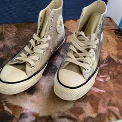 Converse Chuck Taylor All Star Hi Metallic Light Gold Egret Black Women's Size 7