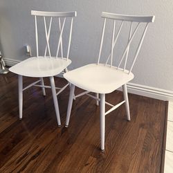 6 White Metal Dining Chairs (Sold as a set)