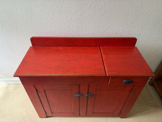 Distressed Red Solid Wood Sideboard / Cabinet – Rustic Farmhouse Style