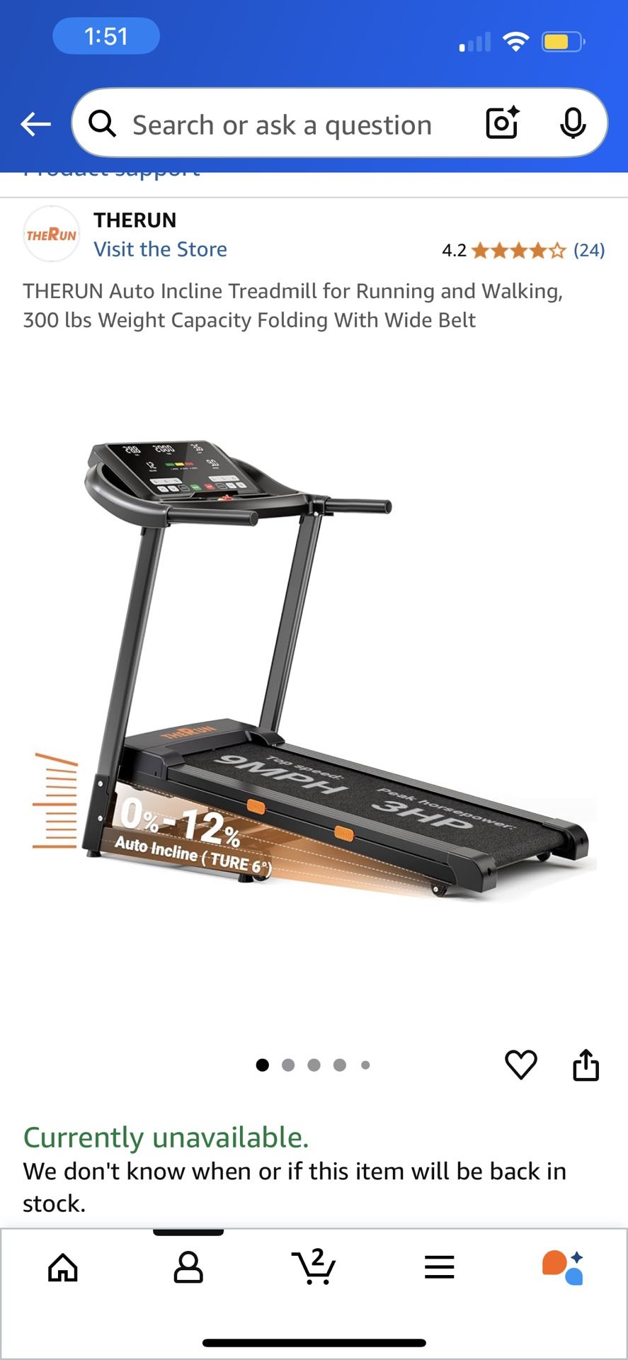 Auto Incline Treadmill - NEW