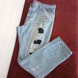 Born Fly Button Fly Straight Light Wash Jeans Mens Denim size 42