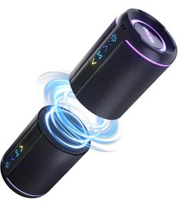 Magnetic 2-in-1 Portable Bluetooth Speaker, 24W Split Stereo Sound with TWS, Bluetooth 5.4, IPX6 Waterproof, 20-Hour Playtime,7 LED Light Modes, Wirel