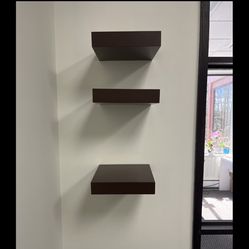 3 Mahogany woodgrain Floater Shelves