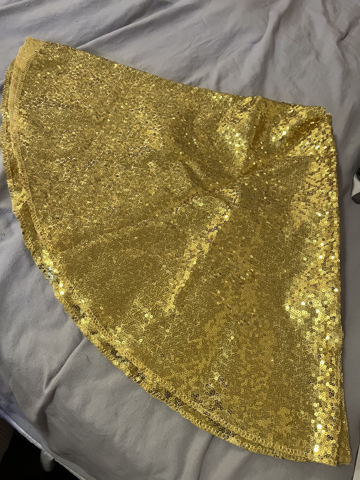 36” Gold Sequin Christmas Tree Skirt