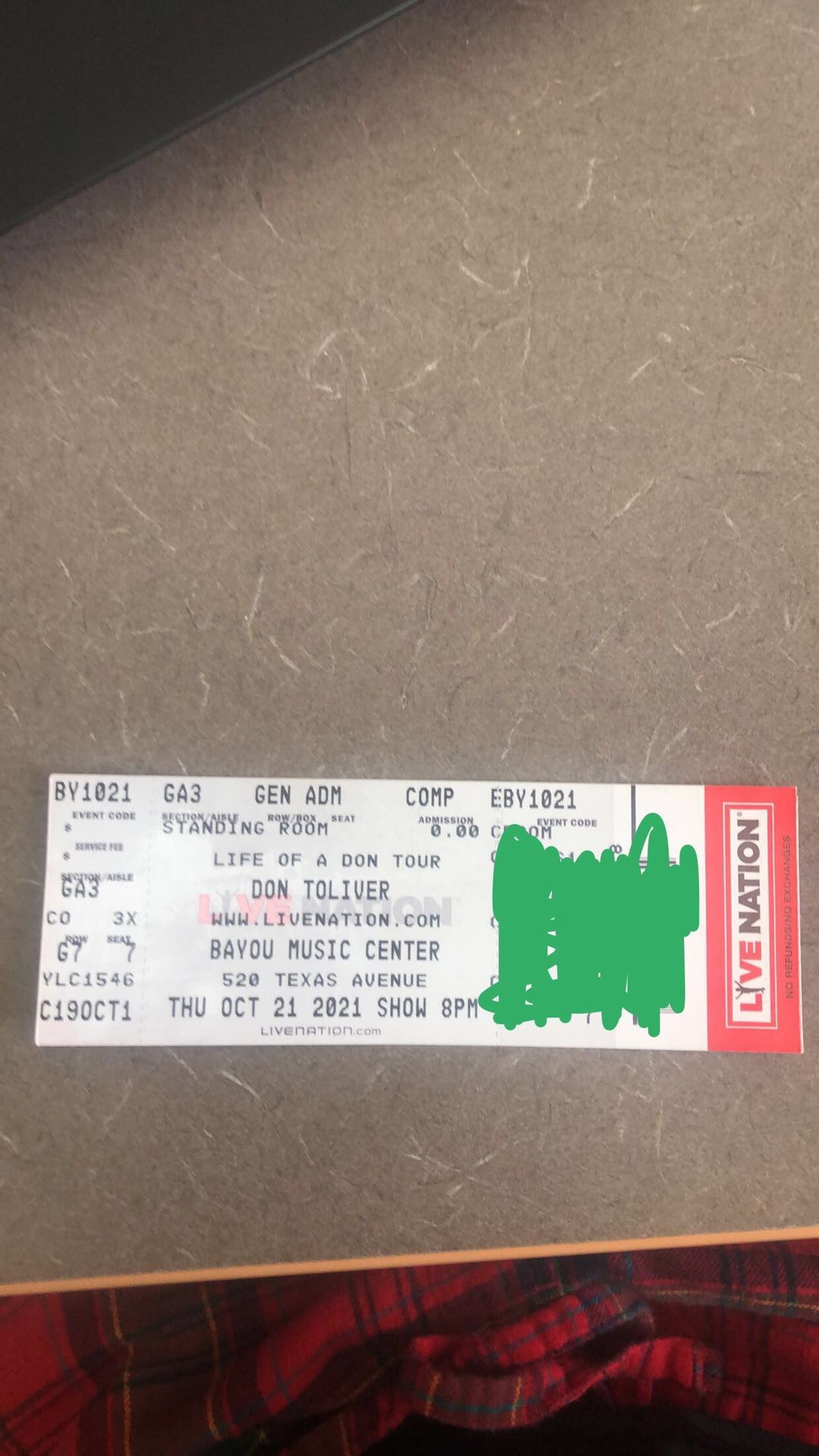 Don Toliver 10/21 Concert Ticket