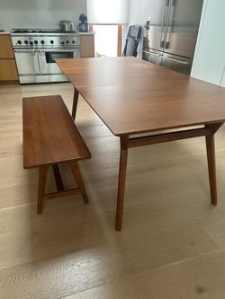 Mid century extendable table + bench