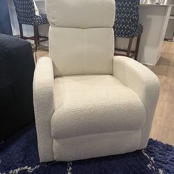 Adjustable Modern Single Boucle Recliner Chair Sofa with Pocket Springs Ivory
