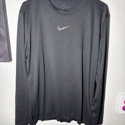 RARE Men’s Large Nike Dri-Fit The Long Sleeve Gray Logo Graphic Tee VINTAGE