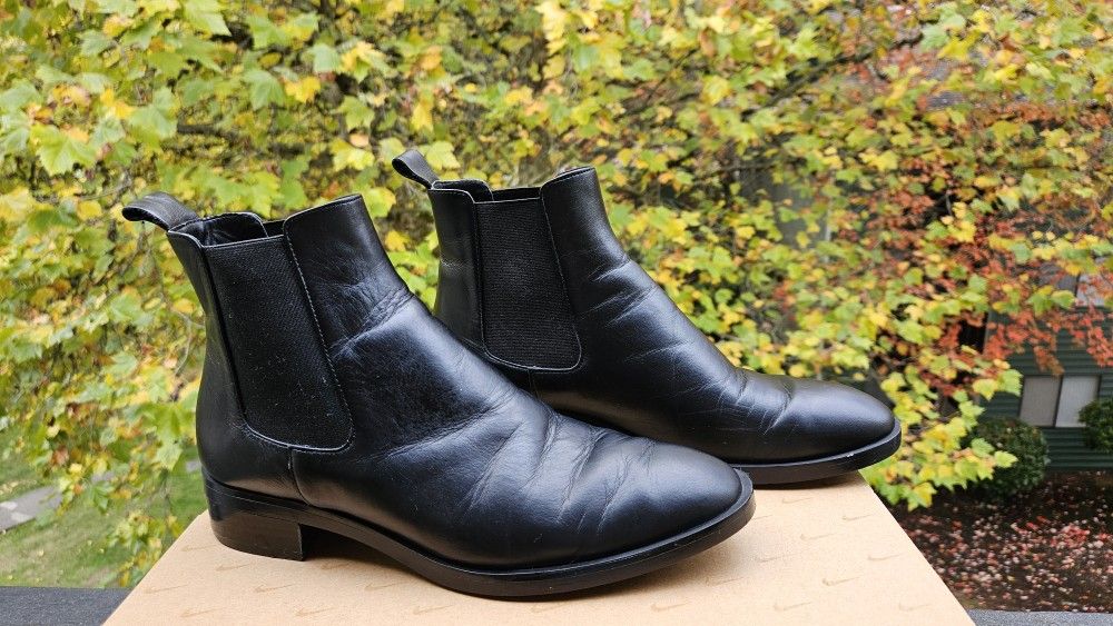 Zara Black Leather Ankle Boots