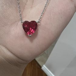 Ruby Necklace Sterling Silver Stamped