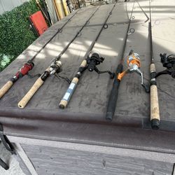 Lot Of 5 Freshwater Rod  & Reel Combos-shimano- Penn-Genesis +++