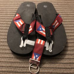 🇵🇷 New Puerto Rico Flag Design Black Beach Pool Camping River Lake Flip Flop - Assorted Sizes Available