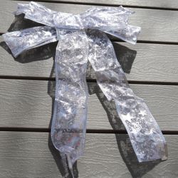 Christmas Tree Ribbon Light With Led Bow 13 Feet Long Ribbon Silver