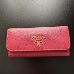 Authentic PRELOVED Pink Prada Saffiano Compact Key Wallet 
