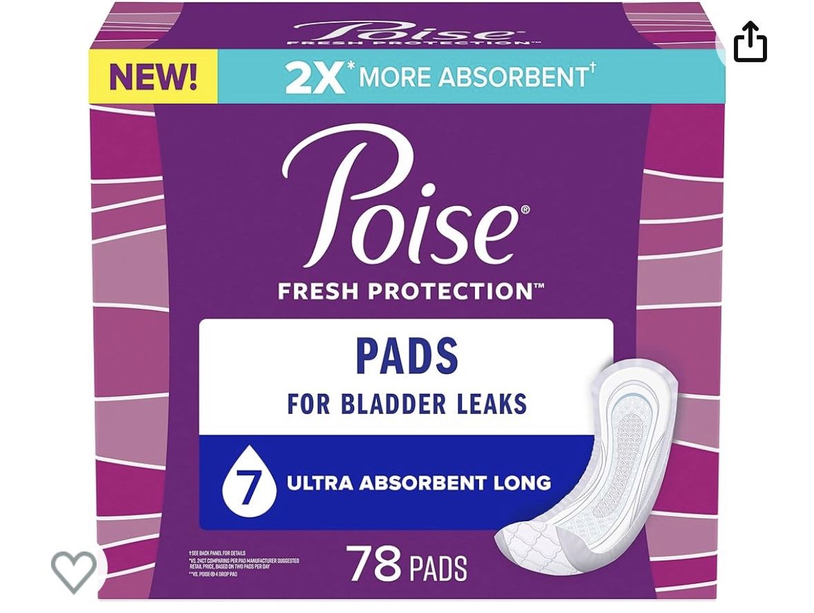 Poise Incontinence Pads & Postpartum Incontinence Pads, 7 Drop Ultra Absorbency, Long Length, 78 Count (2 Packs of 39), Packaging May Vary