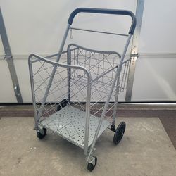 🔥 dbest Cruiser Cart Deluxe Folding Grocery Laundry Utility Shopping Cart Heavy Duty Silver Portable