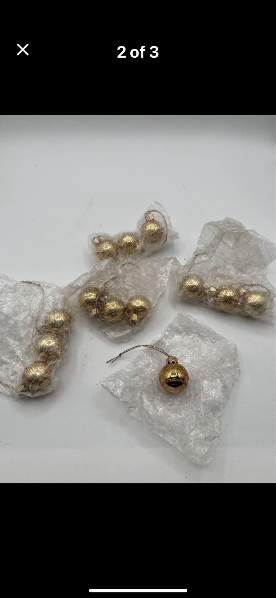 Vintage Mini Gold And Glitter Christmas Tree Ornaments