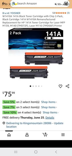 YOISNER 141A W1410A Black Toner Cartridge 2-Pack