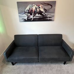 Gray Convertible Futon Sofa Bed – Clean, Modern