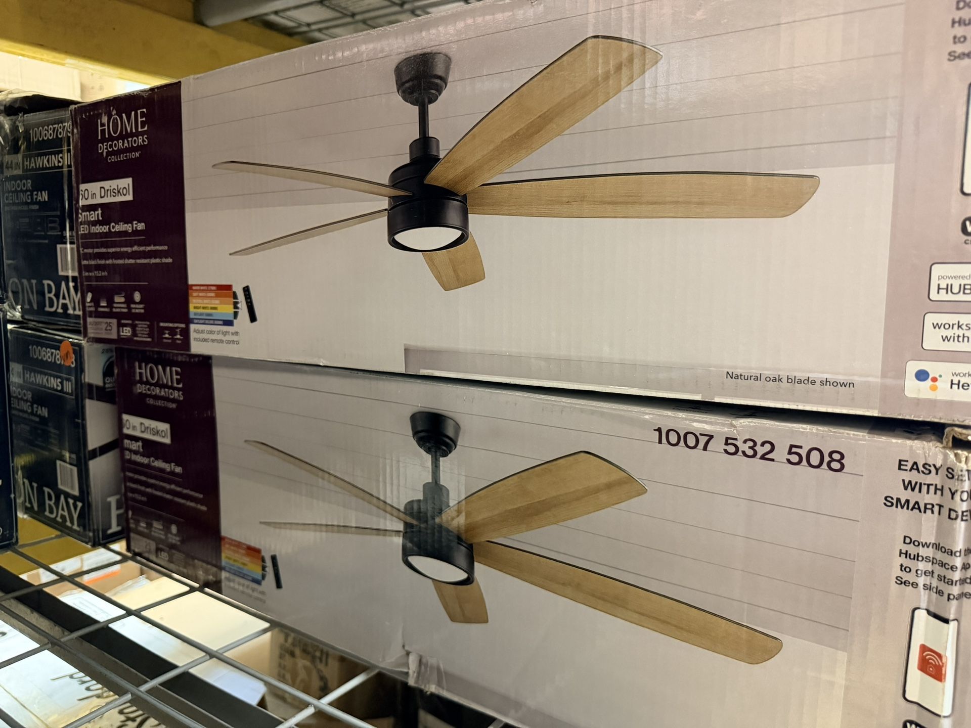 Home Decorators Collection Driskol 60 in. White Color Changing LED Matte Black Smart Ceiling Fan with Light Kit and Remote Powered by Hubspace