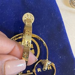 Authentic Tory Burch Hoop Earrings And Size 7 Ring 