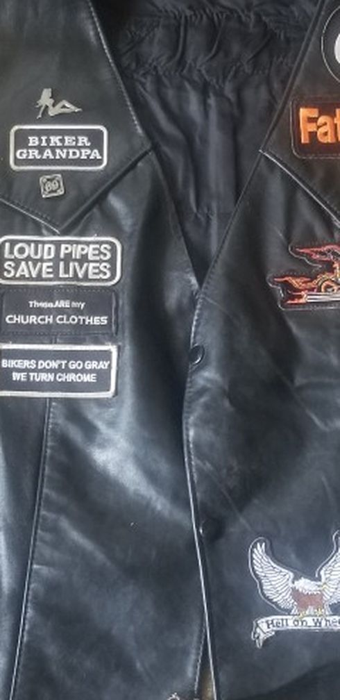 Leather motorcycle Vest With Badges 