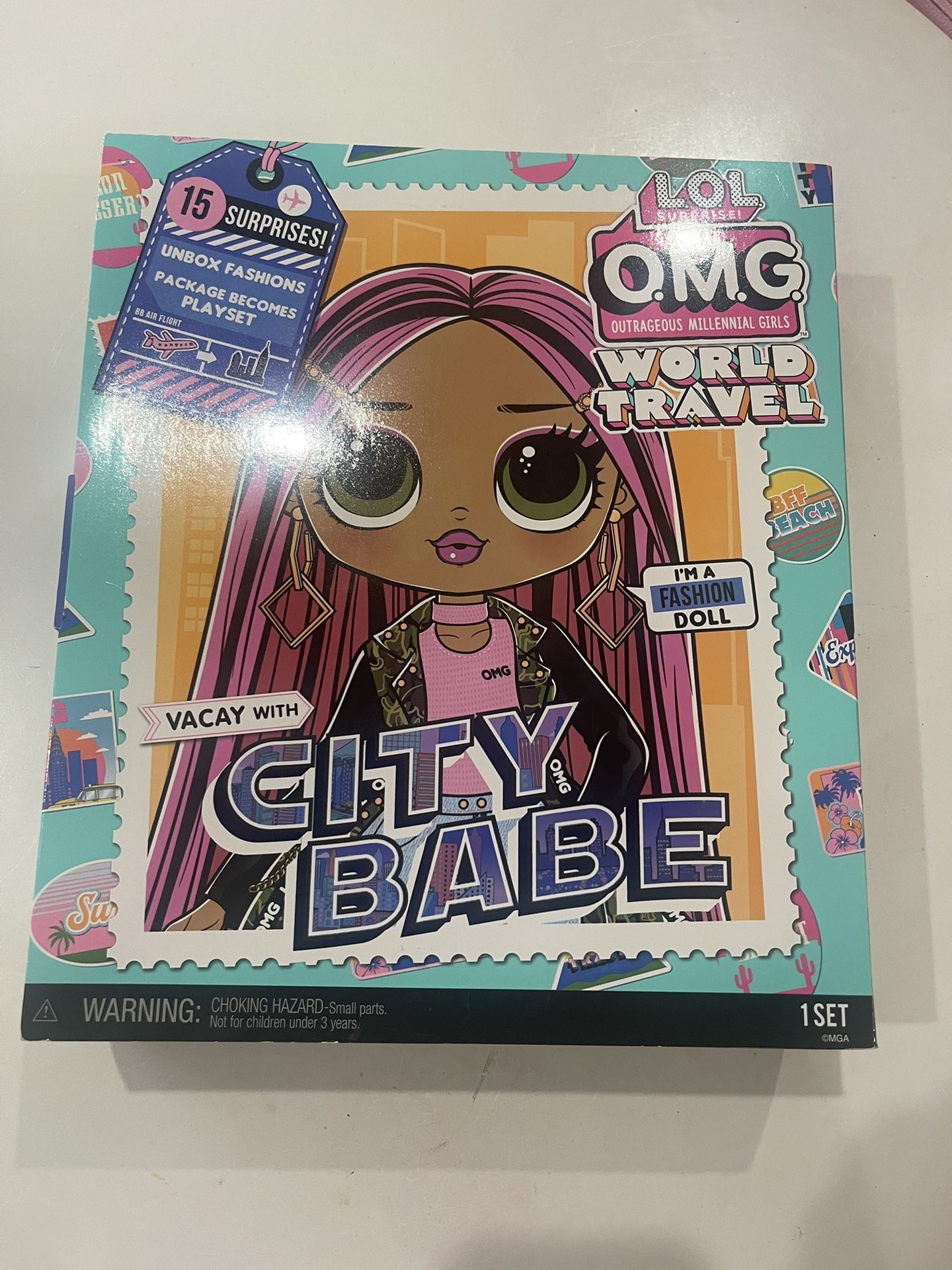 LOL Surprise OMG World Travel™ City Babe Fashion Doll with 15 Surprises including Fashion Outfit, Travel Accessories and Reusable Playset – Great Gift