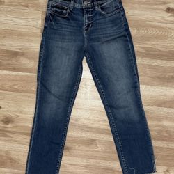 L’AGENCE Sada High Rise Crop Slim Jeans Cambridge Wash Raw Hem Womens Size 23