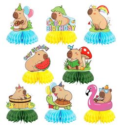 Capybara Birthday Party Honeycombs Centerpieces