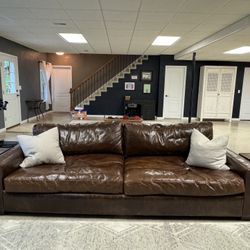 9’ Restoration Hardware Maxwell Leather Sofa 