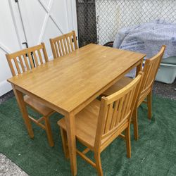 Solid Wood Dining Table Set with 4 Chairs – Sturdy & Great Condition