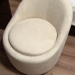 Beige Swivel Chair With Storage