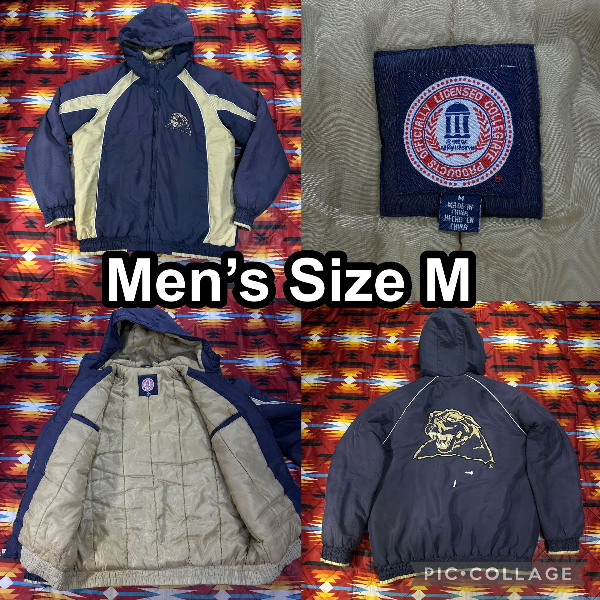 Vintage Pittsburgh Panthers Pitt Football Men’s Medium Full Zip Puffer Jacket