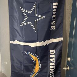 Used House Divided Cowboys Chargers Flag Size 3ftx5ft 