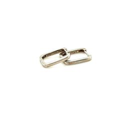 Sterling Silver 925 Rectangular Hoop Earrings Geometric Huggie Hinged Small