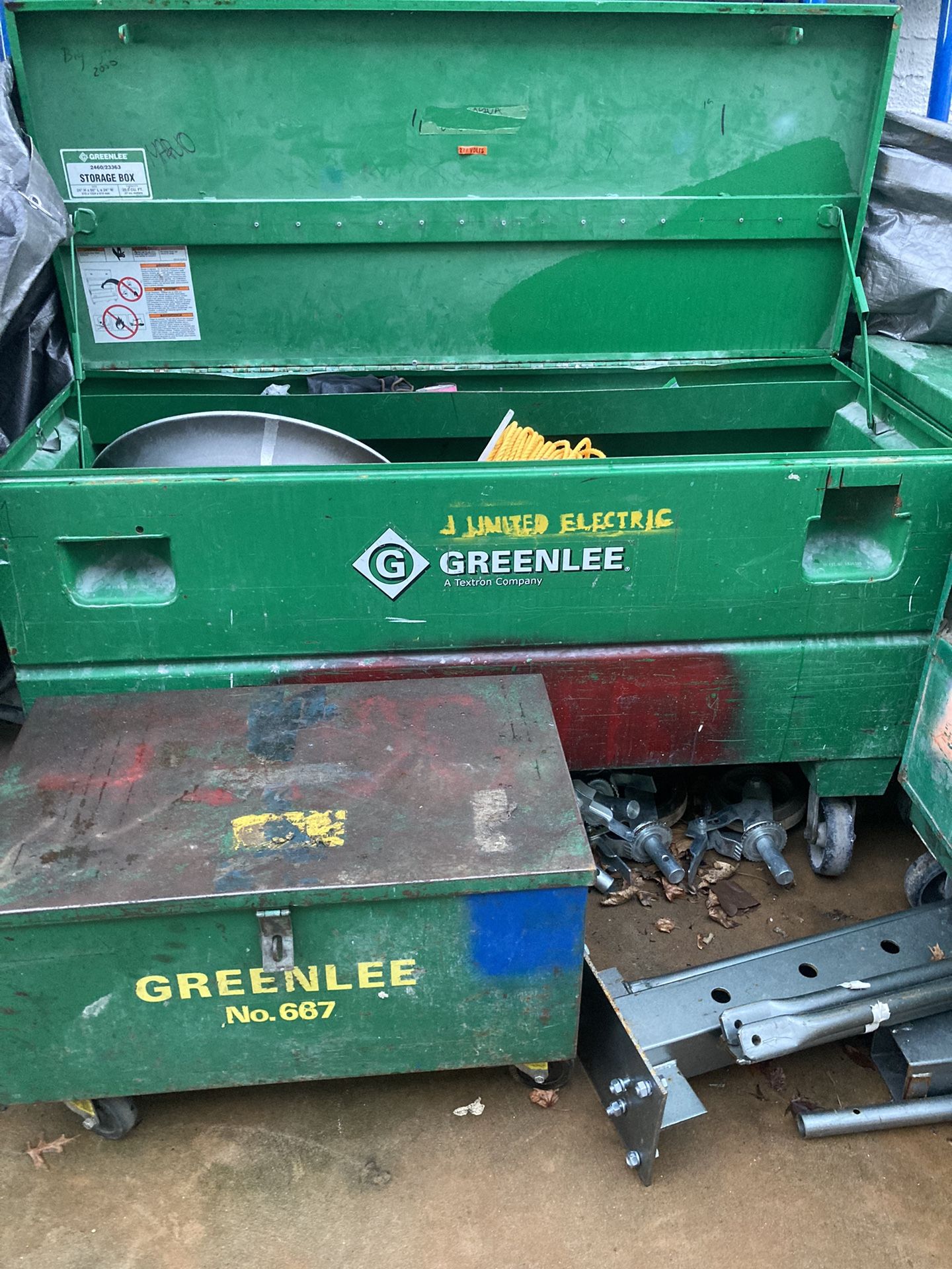 Greenlee 2460 Storage Chest, 60 Inch x 25 x 24” 16 gauge steel Gang box Construction tools hvac plumbing Available 3, each 350$ Also available for