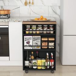 Tribesigns Slim Storage Cart, Rolling Narrow Kitchen Cart on Wheels for Small Place, 4-Tier Slide Out Slim Utility Cart Skinny Laundry Cart with Handl
