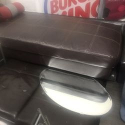 Big Brown Leather Ottamon