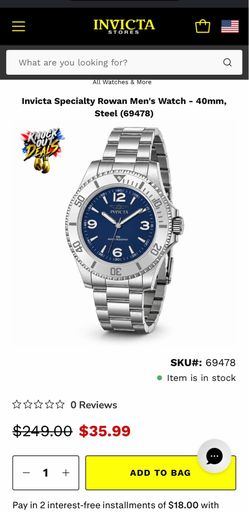 Invicta Specialty Rowan Men's Watch - 40mm, Steel (69478)
