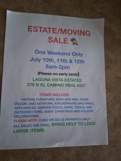 Estate / Moving Sale