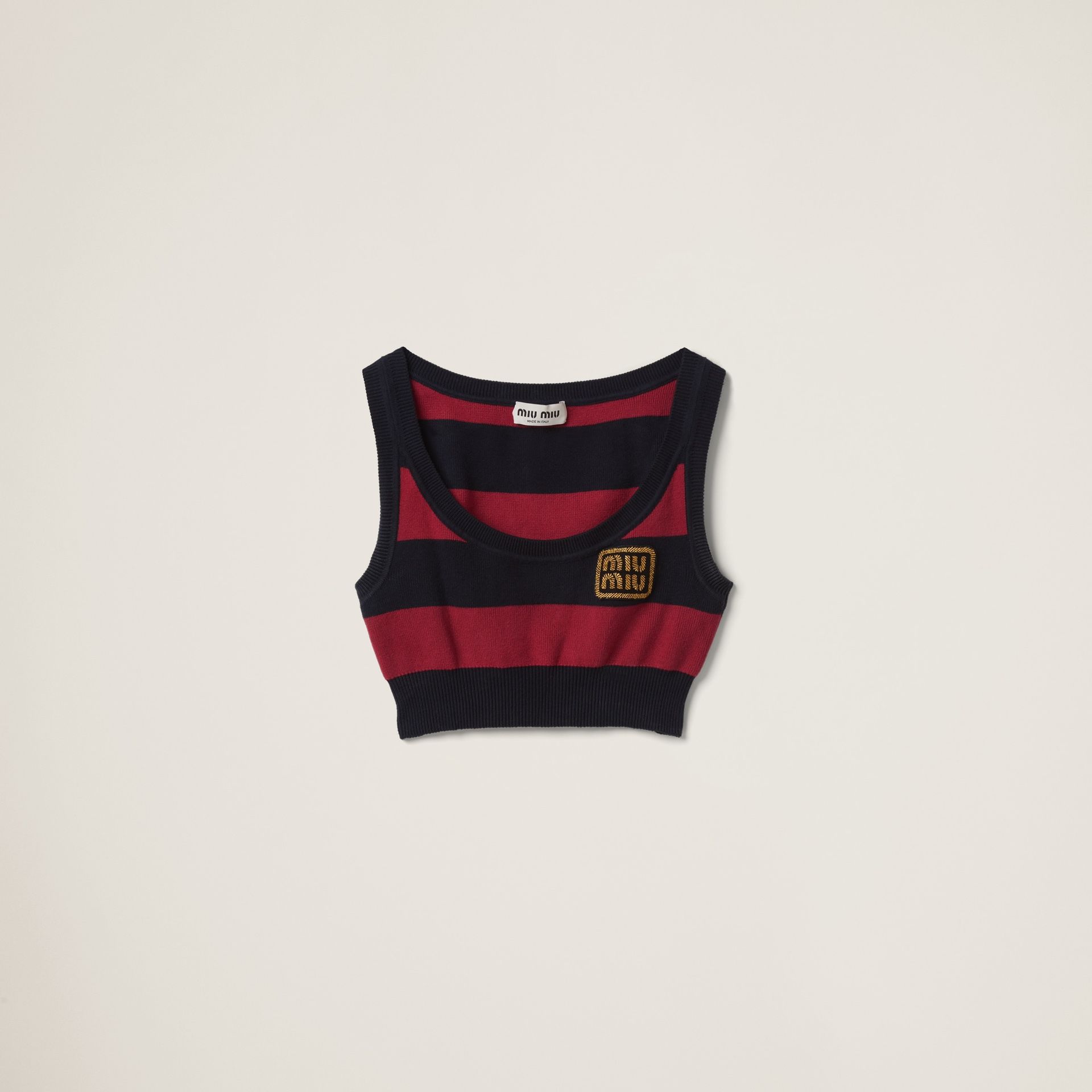 Miu Miu  Cropped Tank Top In Navy,Red - Blu & Amaranto New