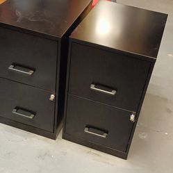 Two Black Filing Cabinets 