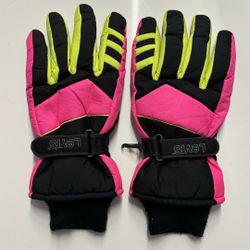 Levi’s Vintage Adult Ski Gloves / 80s 1980s / Puffer Gloves / Black Pink Yellow