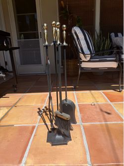 Fire poker set - black and bronze