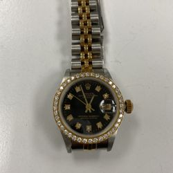 Pre Owned Rolex Watch 26 MM Ladies Custome Made Diamond Dial & Bezel Twotone