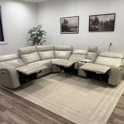 Costco top grain leather reclining sectional Couch Delivery Available 