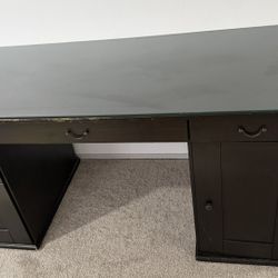 Black Computer Desk with Drawers -Glass Top - Minor Scratches